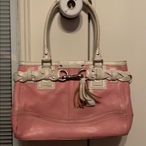 Authentic Coach pink and white handbag purse